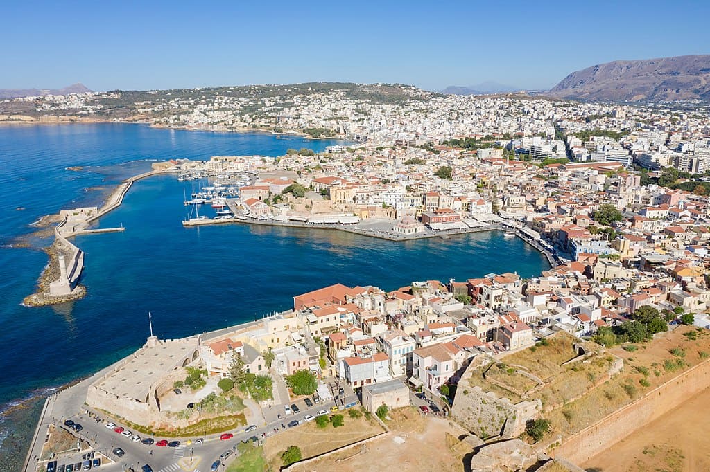 Old Harbor, Chania. Dronepicr - Gavalochori Then and Now