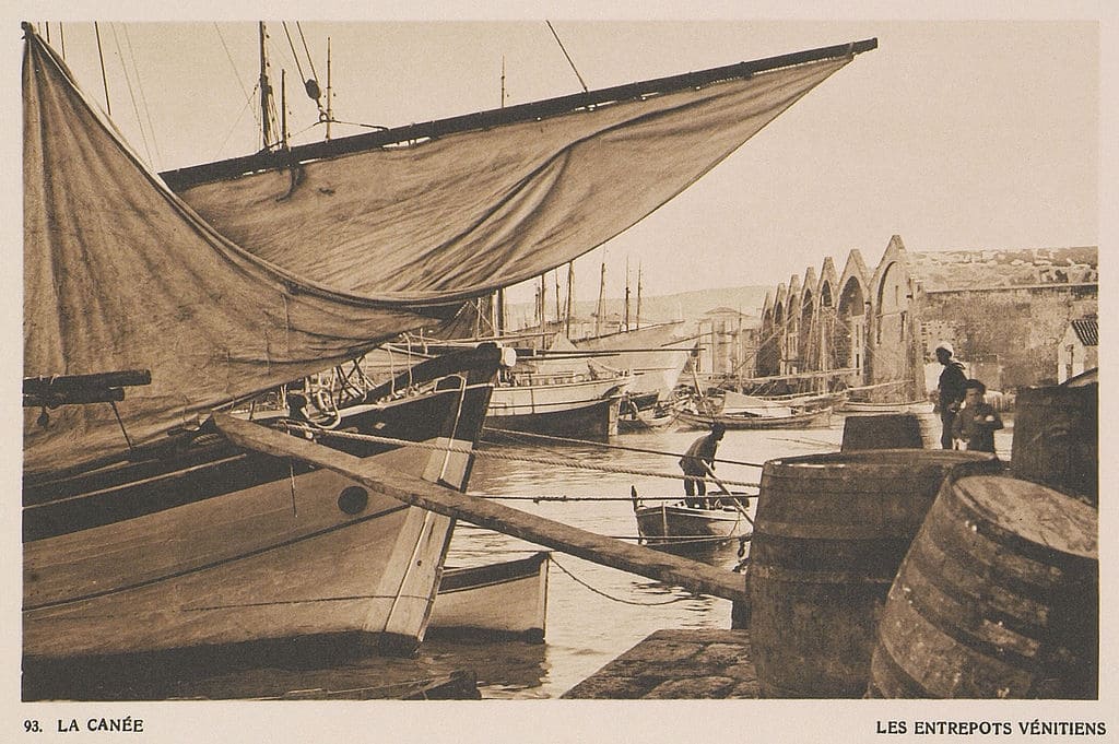 Old Harbor, 1919, Chania. Frederic Boissonnass - Gavalochori Then and Now